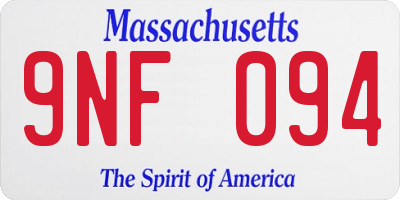 MA license plate 9NF094