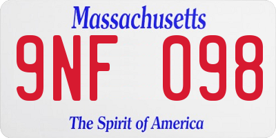 MA license plate 9NF098