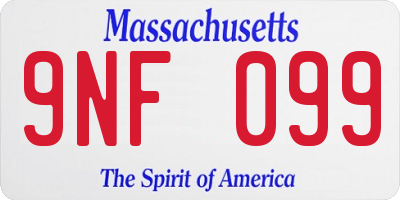 MA license plate 9NF099