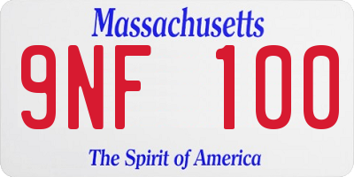 MA license plate 9NF100