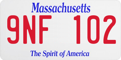 MA license plate 9NF102