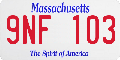 MA license plate 9NF103