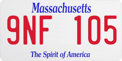 MA license plate 9NF105