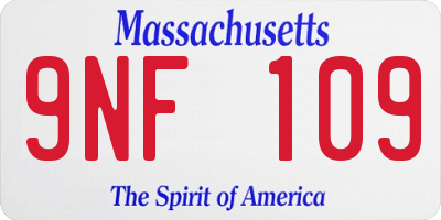 MA license plate 9NF109