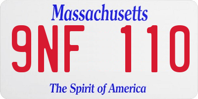 MA license plate 9NF110