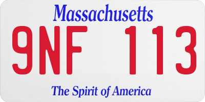 MA license plate 9NF113