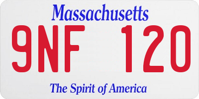 MA license plate 9NF120