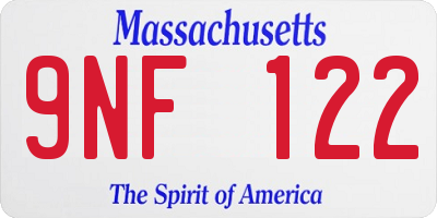MA license plate 9NF122