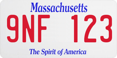 MA license plate 9NF123