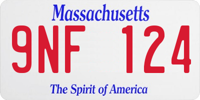 MA license plate 9NF124