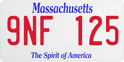 MA license plate 9NF125