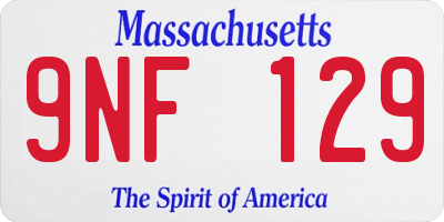 MA license plate 9NF129