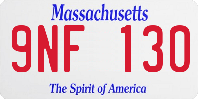 MA license plate 9NF130