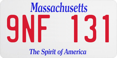 MA license plate 9NF131