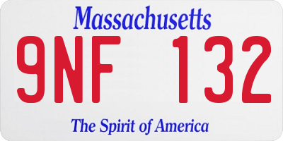 MA license plate 9NF132
