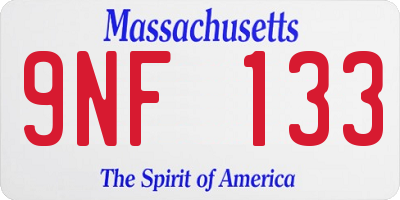 MA license plate 9NF133