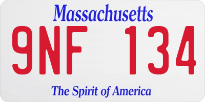 MA license plate 9NF134