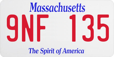 MA license plate 9NF135