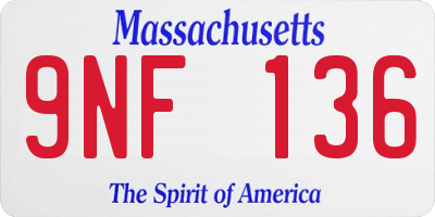 MA license plate 9NF136