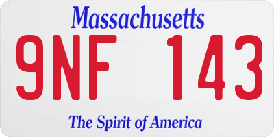 MA license plate 9NF143