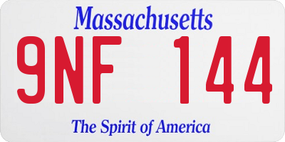 MA license plate 9NF144