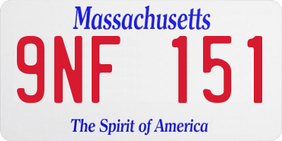 MA license plate 9NF151