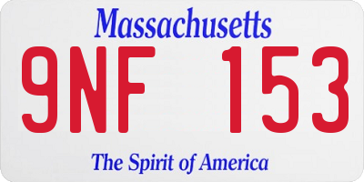 MA license plate 9NF153