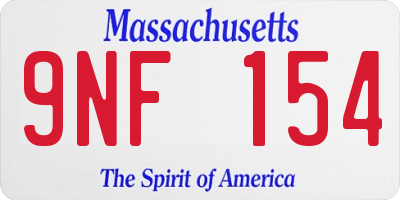 MA license plate 9NF154