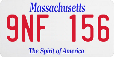 MA license plate 9NF156