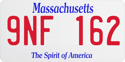 MA license plate 9NF162