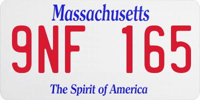 MA license plate 9NF165