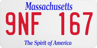 MA license plate 9NF167