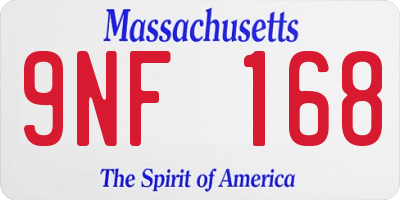 MA license plate 9NF168