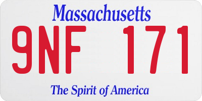 MA license plate 9NF171