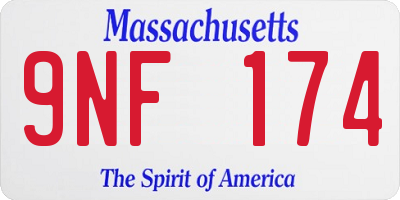 MA license plate 9NF174