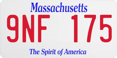 MA license plate 9NF175