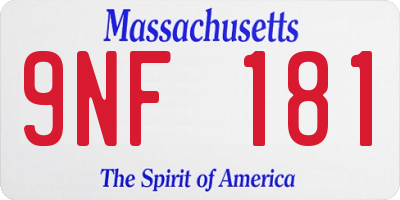 MA license plate 9NF181