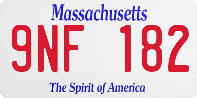 MA license plate 9NF182