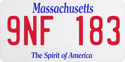 MA license plate 9NF183