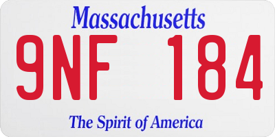 MA license plate 9NF184
