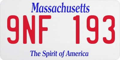 MA license plate 9NF193