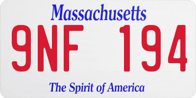MA license plate 9NF194