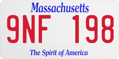 MA license plate 9NF198