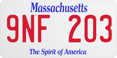 MA license plate 9NF203