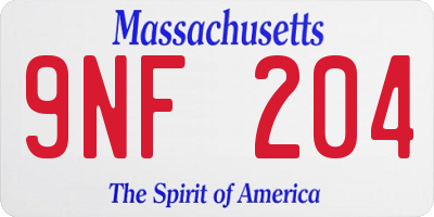 MA license plate 9NF204