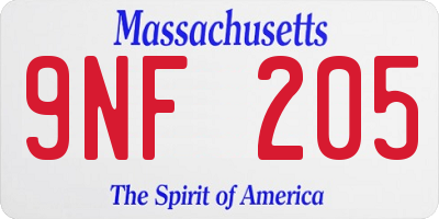 MA license plate 9NF205
