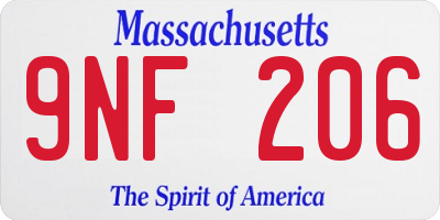 MA license plate 9NF206