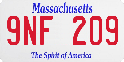 MA license plate 9NF209