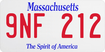 MA license plate 9NF212