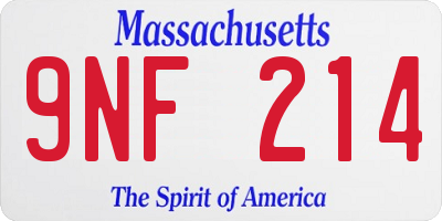 MA license plate 9NF214